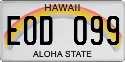 HI license plate EOD099