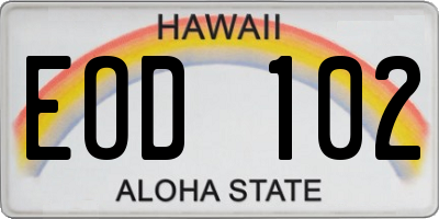 HI license plate EOD102