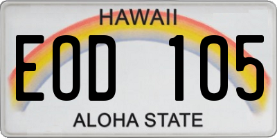 HI license plate EOD105