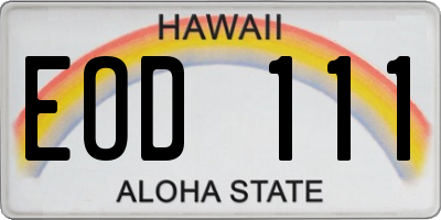 HI license plate EOD111