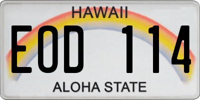 HI license plate EOD114