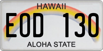 HI license plate EOD130