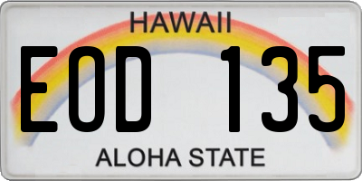 HI license plate EOD135