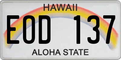 HI license plate EOD137