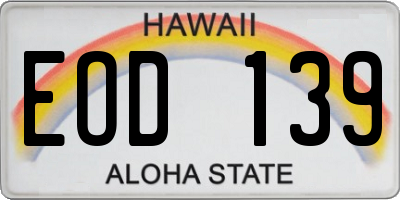 HI license plate EOD139