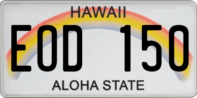 HI license plate EOD150