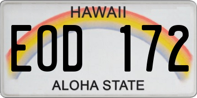 HI license plate EOD172