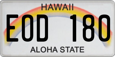 HI license plate EOD180