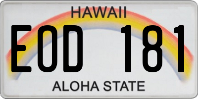 HI license plate EOD181