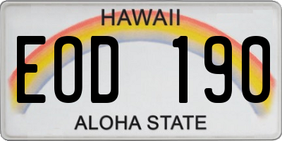 HI license plate EOD190