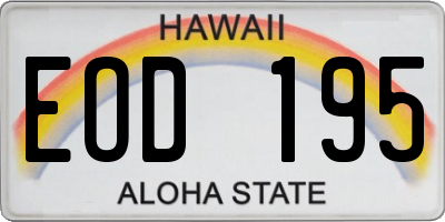 HI license plate EOD195