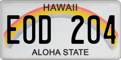 HI license plate EOD204