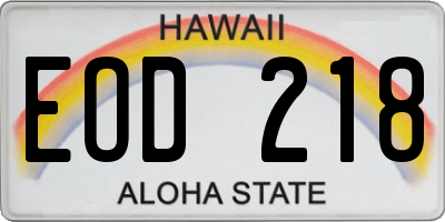 HI license plate EOD218