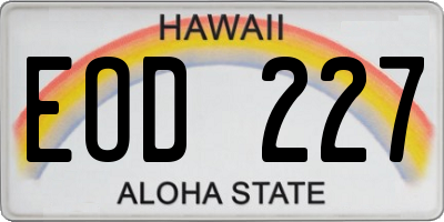 HI license plate EOD227