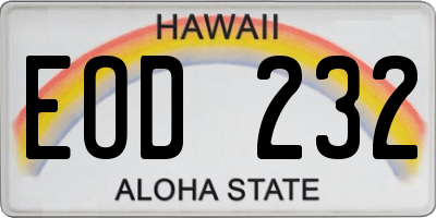 HI license plate EOD232