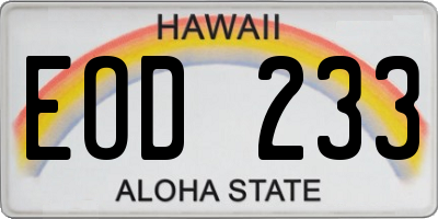 HI license plate EOD233