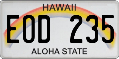 HI license plate EOD235