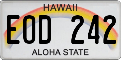 HI license plate EOD242