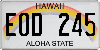 HI license plate EOD245