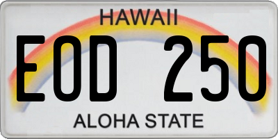HI license plate EOD250