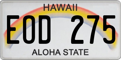 HI license plate EOD275