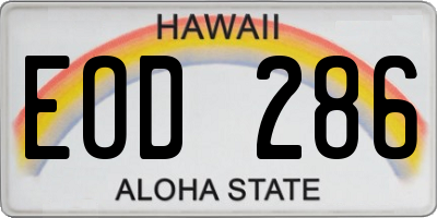 HI license plate EOD286