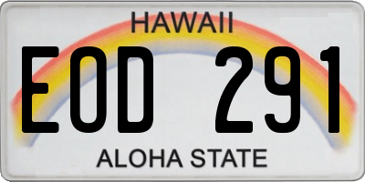 HI license plate EOD291