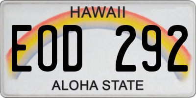 HI license plate EOD292