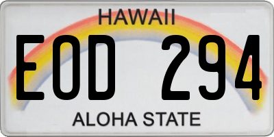 HI license plate EOD294