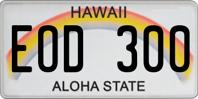 HI license plate EOD300