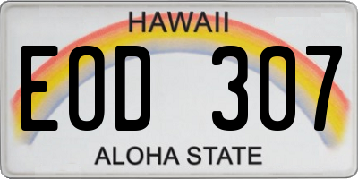 HI license plate EOD307