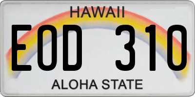 HI license plate EOD310