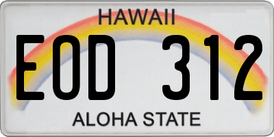 HI license plate EOD312