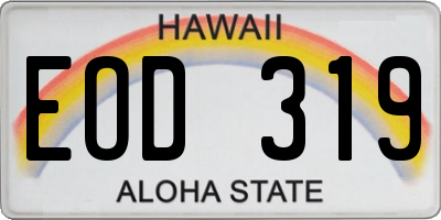 HI license plate EOD319
