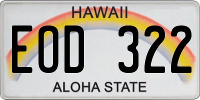 HI license plate EOD322