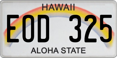 HI license plate EOD325