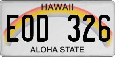 HI license plate EOD326