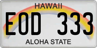 HI license plate EOD333