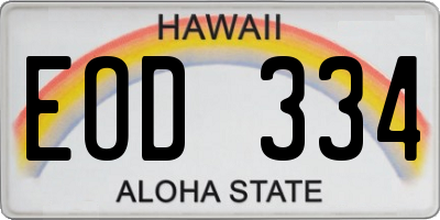 HI license plate EOD334
