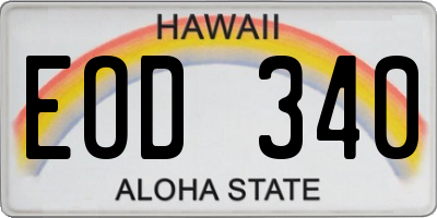 HI license plate EOD340