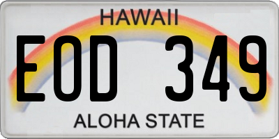 HI license plate EOD349