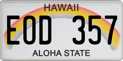 HI license plate EOD357