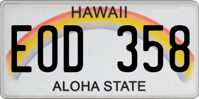 HI license plate EOD358
