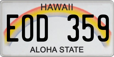 HI license plate EOD359
