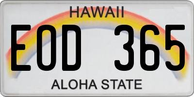 HI license plate EOD365