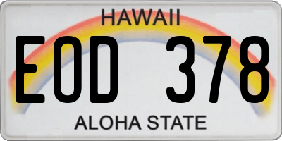 HI license plate EOD378