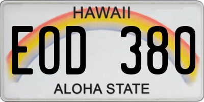HI license plate EOD380