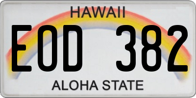 HI license plate EOD382