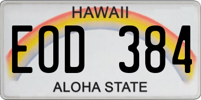 HI license plate EOD384