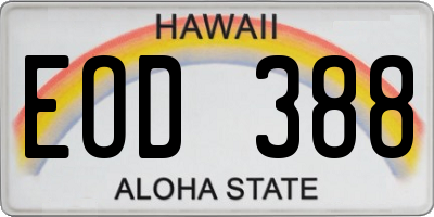 HI license plate EOD388